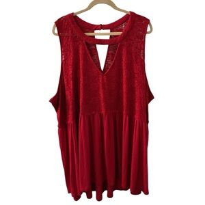 🦄 Torrid Red Lace Babydoll Supersoft Knits Dress